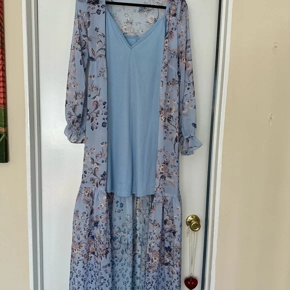 Lovestitch Blue Floral Long Sleeve Dress - Picture 2 of 4